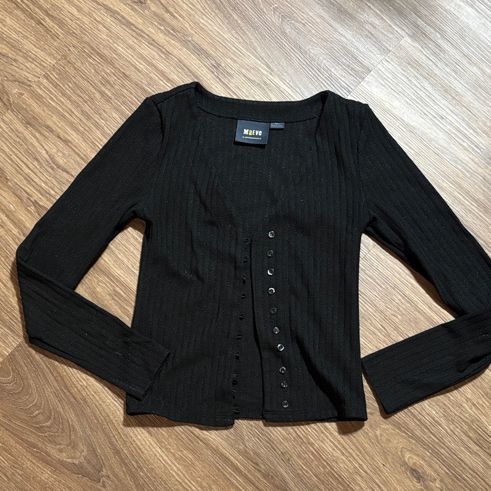 Maeve Anthropologie Cardigan Black sparkle Women's XS